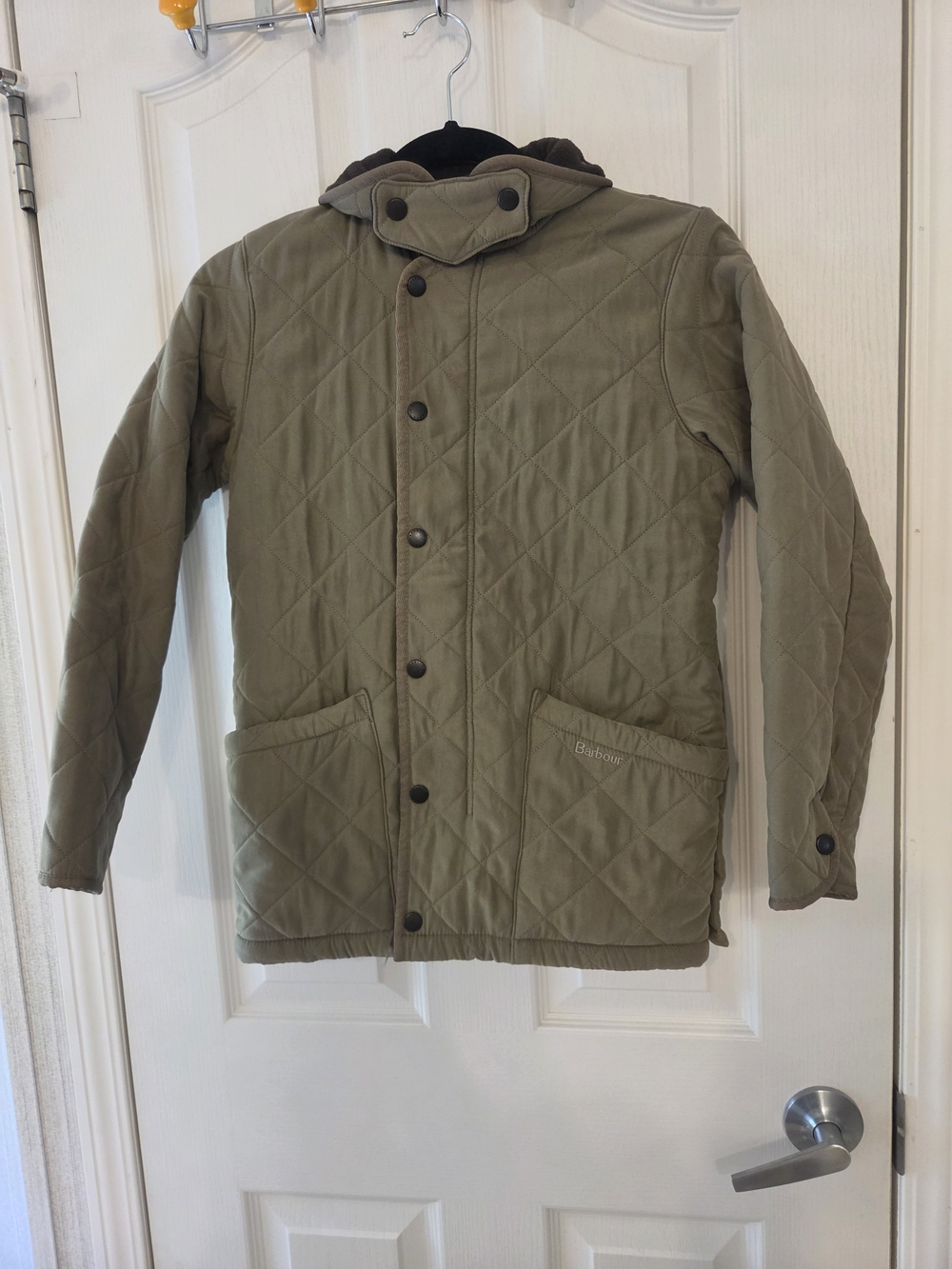 Barbour Quilted Olive Jacket with Snap Front